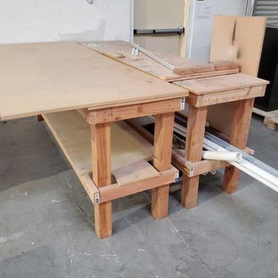 3502: Two Wooden Work Tables w/ misc PVC pipes
Tables measure approx. 97