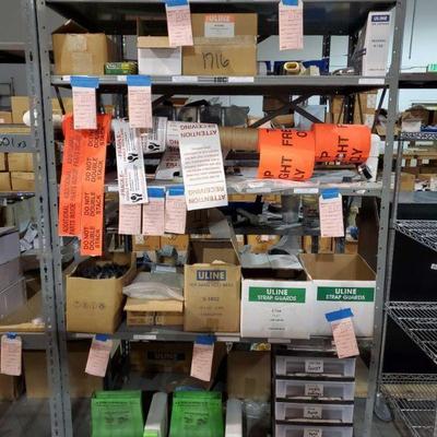 1716: Assorted Shipping Materials, Mostly ULINE Products
Includes 2 eye wash stations, ULINE strap guards, stickers, new package of 3Ã—8...