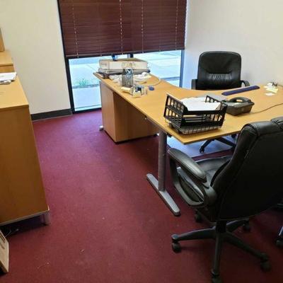 4503: Office Furniture, Cabinets, supplies and Misc items
Office desk, 3 rolling chairs, 3 cabinets and other misc items