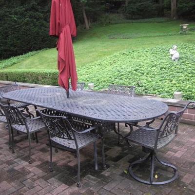 Large Iron Patio Suite 8 Chairs
Vintage Outdoor Patio Suite
Outdoor Lounge Chairs
Bakers/Flower Rack
Outdoor Cement Pedestals  V