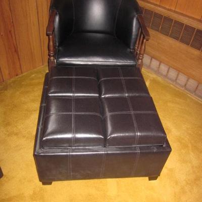 Black Leather Seating and Storage Ottomans 