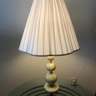 Matching Pair Stacked Onyx Spheres Lamps