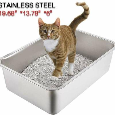 Yangbaga Stainless Steel Litter Box for Cat and Ra ...