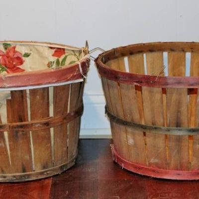 Two Vintage Wooden Apple Baskets