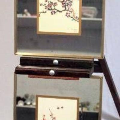 Set of Mirrors with Oriental Tree Prints