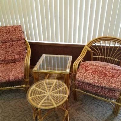 Wicker Chairs and Side Table