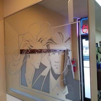 Glass Etched Entryway Mirror