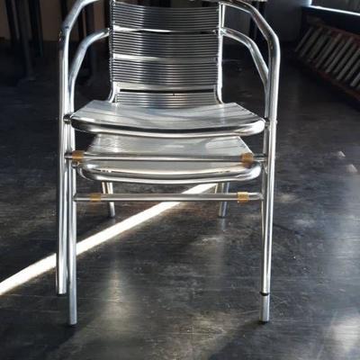 (2) Silver Metal Outdoor Chairs