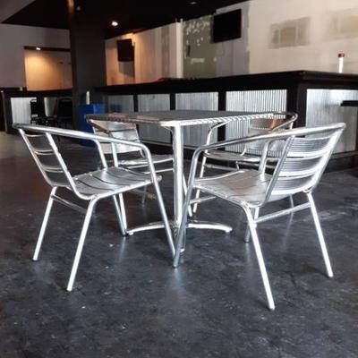 Textured Brush Swirl Metal Outdoor Table And Chair ...