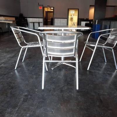 Textured Brush Swirl Metal Outdoor Table And Chair ....