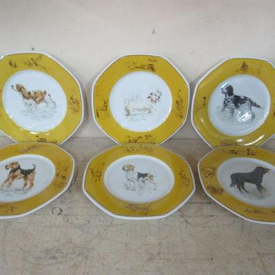 Hermes Chasse Yellow Dog Dinner Plates