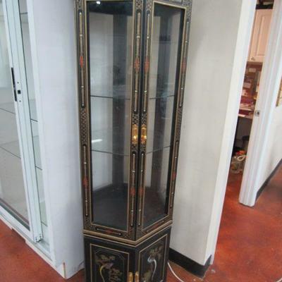 Oriental Design Lighted Curio Cabinet