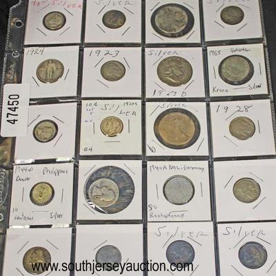  Sheet of U.S. and Foreign Silver Coins 