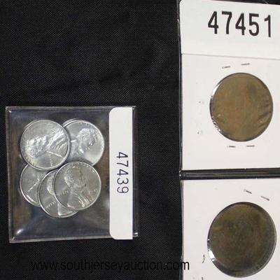  Steel War Pennies and 2 Large Cents 