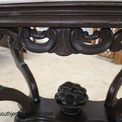  ANTIQUE Walnut Turtle Top Marble Top Parlor Table 