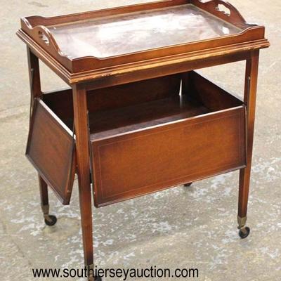  Mahogany Inlaid Tray Top Pop Out Sides Tea Table 
