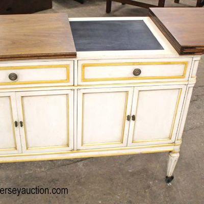  Distressed “Heritage Furniture” Flip Top 2 Drawer 4 Doorer with Natural Wood Top 