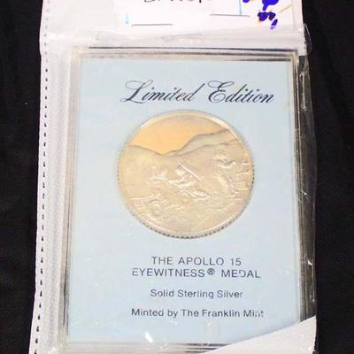  Limited Edition â€œThe Apollo 15 Eyewitness Medalâ€

SOLID Sterling Silver Commemorative Coin Minted by The Franklin Mint 
