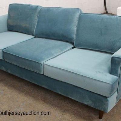  NEW Blue Velour Modern Design Sofa 