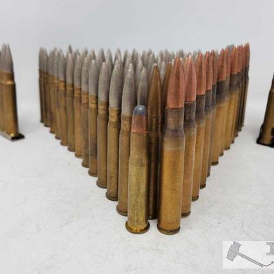 673: Approx 112 Rounds of Various Ammunition
Includes 38, 43, 32 Win Spl, 22 and 308 Win