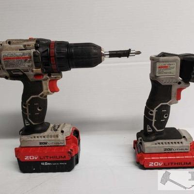 9224: Porter Cable Screw gun & Flashlight
Model: PCC601 Includes a battery each Drill Screwdrivers