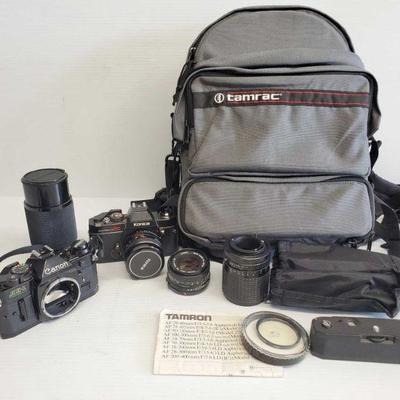 5505: Canon AE-1 Program, Konica AutoreflexTC, 4 Lenses, Tamrac Travel Backback and more!
Also includes additional photography...