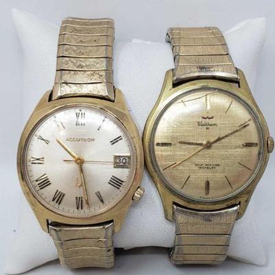 1321: Bulova Accutron Watch and Waltham Watch
Measures approx 33mm and 36mm