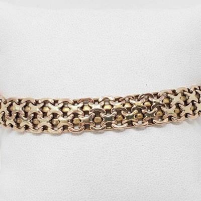 1080: 14k Gold Bracelet, 9.9g
Weighs approx 9.9g, measures approx 7.5