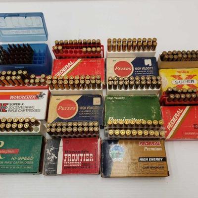 633: 	
Mixed brand 30-06
Mixed brand of 30-06 approx 180 with some empty casings and one box of reloads.