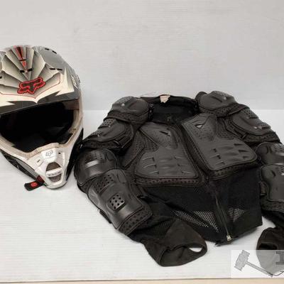 9068: Fox V2 Dirtbike Helmet & Costway Offroad Protective Garment
Fox V2 Dirtbike Helmet Size Lg & Costway Offroad Protective Garment