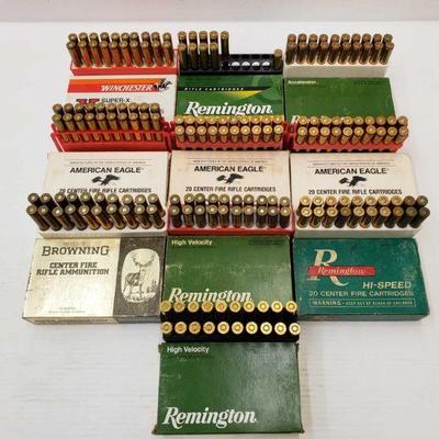 632: Mixed brand 30-06 ammo
Mixed brand lot of 30-06 ammo aprrox 189 rnds with one empty casing.