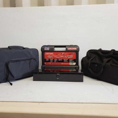 5603: Craftsman Tool Box with Sockets, Craftsman Tool Bag with Miscellaneous Tools and more!
Includes drill bit box with bits and a bag...