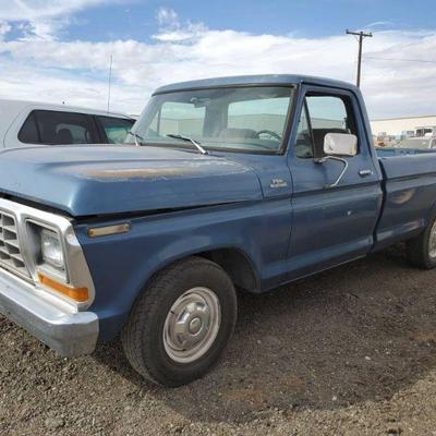 130: 1979 Ford F100 Custom
F10GRFE6714

Currently on non op, California Title in hand 
DMV fees: $37 and $70 doc fees 