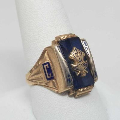 1101: 10k Gold 1958 East Bakersfield HS Class Ring, 8.7g
Weighs approx 8.5g, size 10