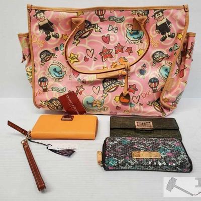 9044: Dooney & Bourke Purse and Wallet, Betsey Johnson and Carven Wallets
Unauthenticated New w/ Tags Dooney & Bourke Purse and Wallet,...