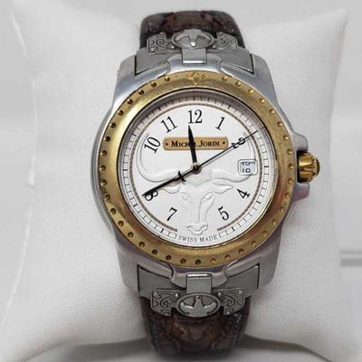 1310: Michel Jordi Watch with Leather Band
Measures approx 40mm