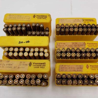 634: Reloaded 30-06 ammo
Approx 98 rnds of reloaded 30-06 and 24 empty casing.