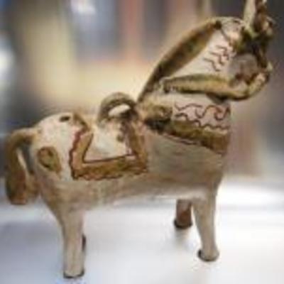 Hand-made Peruvian Painted Terracotta Horse Figurine