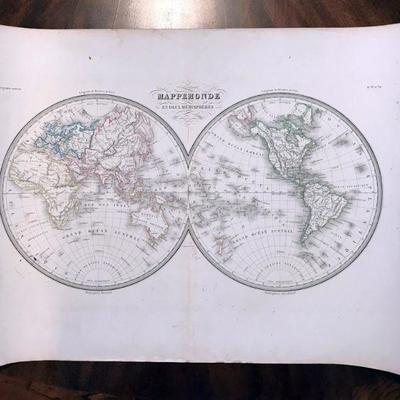 Mappemonde en Deux Hemispheres [World Map in Two Hemispheres] by Conrad Malte-Brun, c.1846