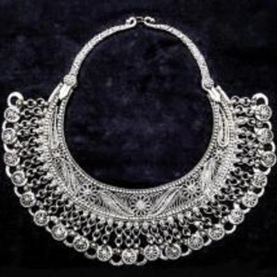 Antique Silver Yemenite Labbe Filigree Necklace (.800+ Silver)