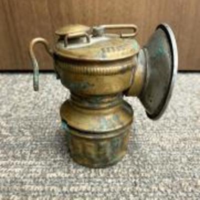 Rare Brass Carbide Hat Miner's Lamp / Lantern