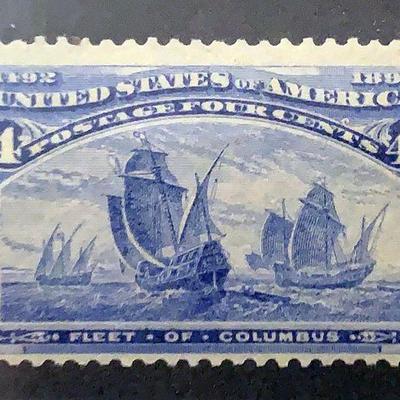 1893 U.S. Stamp, Scott 233, 4Â¢ Columbian Exposition: Fleet of Columbus