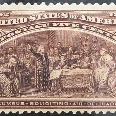 1893 U.S. Stamp, Scott 234, 5Â¢ Columbian Exposition: Columbus Soliciting Aid from Queen Isabella