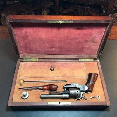 E. Lefaucheux .32 caliber, pinfire, double action revolver, c. 1870 in Original Case
