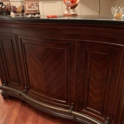 Beautiful bar with two stools - super fancy and nice lots of storage 