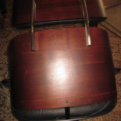 Black Leather Plycraft MCM Seating With Ottoman  