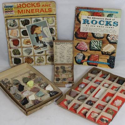 Vintage 1960â€™s Souvenir Rock Collections.  Also shown with Wonder Books â€œHow and Why Rocks and Mineralsâ€  & â€œThe Adventure...