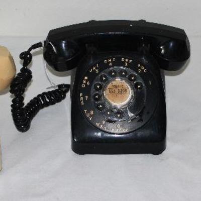 Vintage GE Automatic Electric Telephones: 1960-70â€™s Yellow Rotary Dial Telephone,  Black Rotary Dial and Almond Trim-line Push Button...