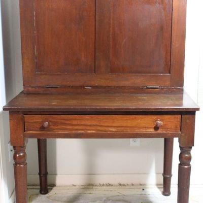  Antique plantation desk, all hardwoods.  Front drops to create a desk top,  circa 1830-1850â€™s  (25â€D x  36â€W x 58â€H at back) 