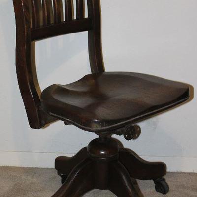 Antique solid wood secretarial chair 